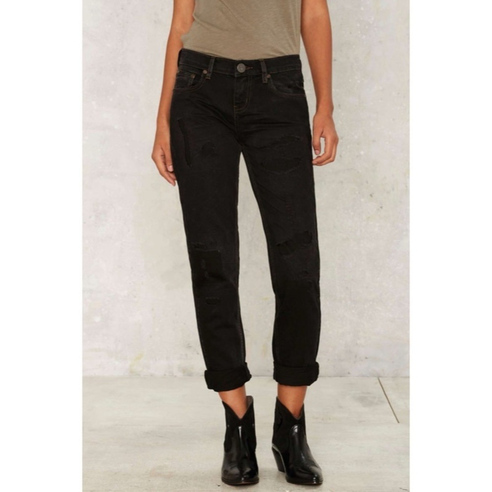 ONE TEASPOON Awesome Baggies - Black Patch Distressed